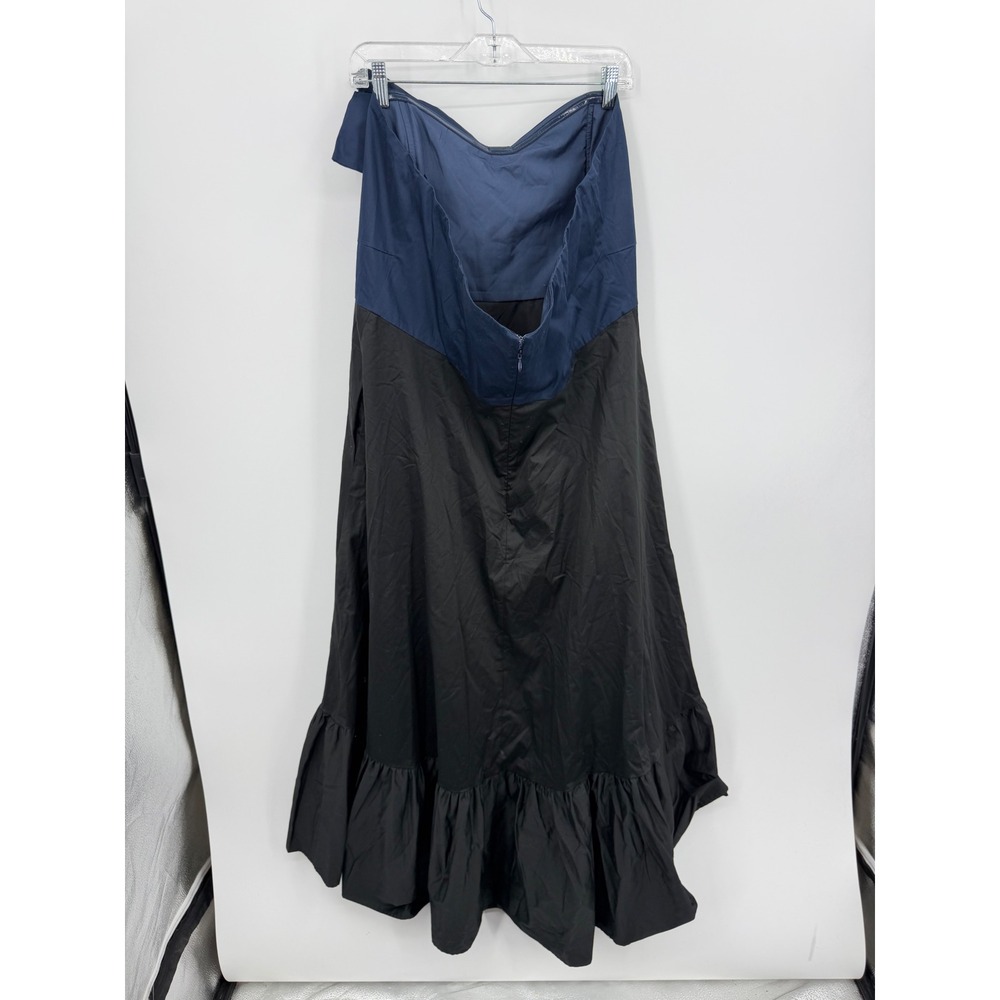 Hutch Bow Front Strapless Maxi Dress Women 20W Navy Black Colorblock Ruffle Hem - Picture 5 of 12
